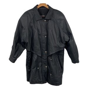 Wilsons The Leather Experts Anorak Coat Jacket Womens Size‎ XL Black Full Zip